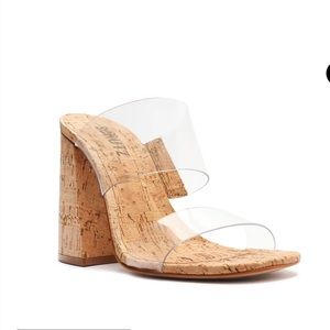 NIB SCHUTZ Size 9 Block Heel Vinyl Cork